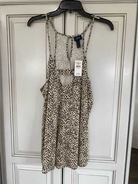 Daytrip Beige and Black Leopard Print Cami top